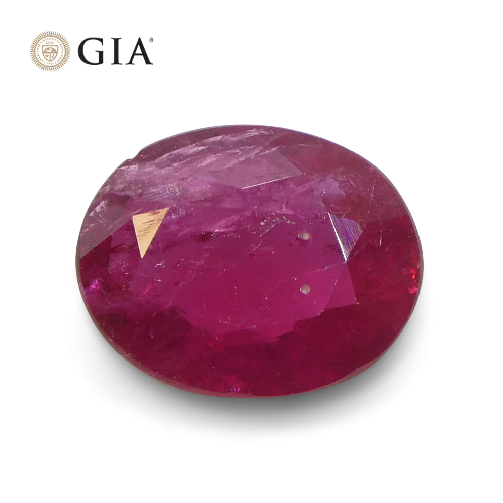 1.76ct Oval Purplish Red Ruby GIA Certified Mozambique - Skyjems Wholesale Gemstones