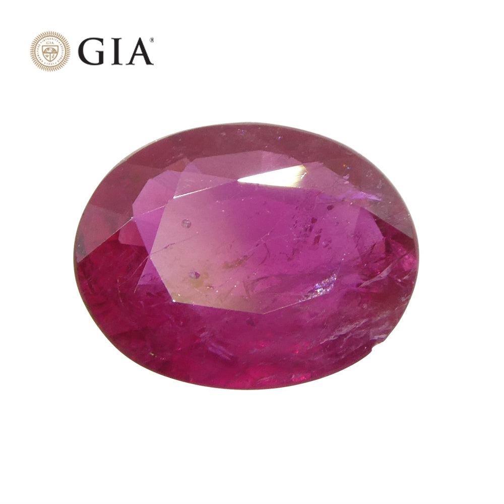 1.76ct Oval Purplish Red Ruby GIA Certified Mozambique - Skyjems Wholesale Gemstones