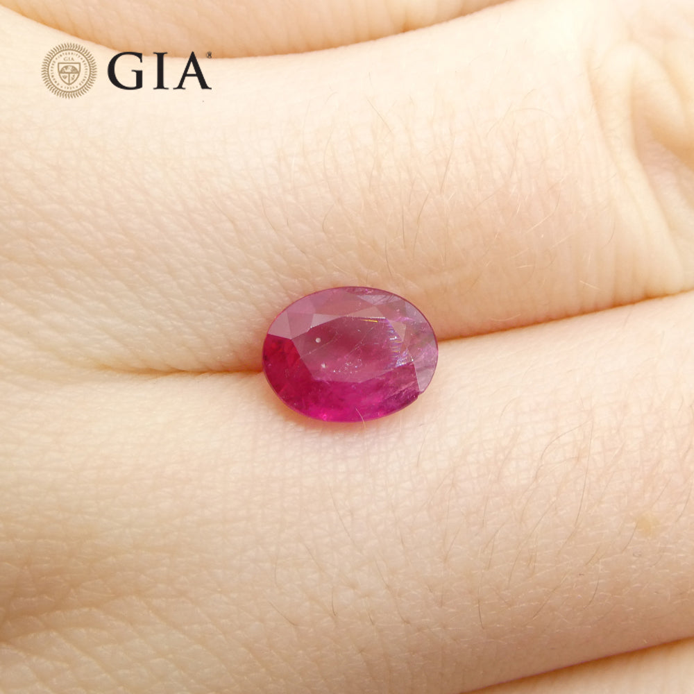 1.76ct Oval Purplish Red Ruby GIA Certified Mozambique - Skyjems Wholesale Gemstones