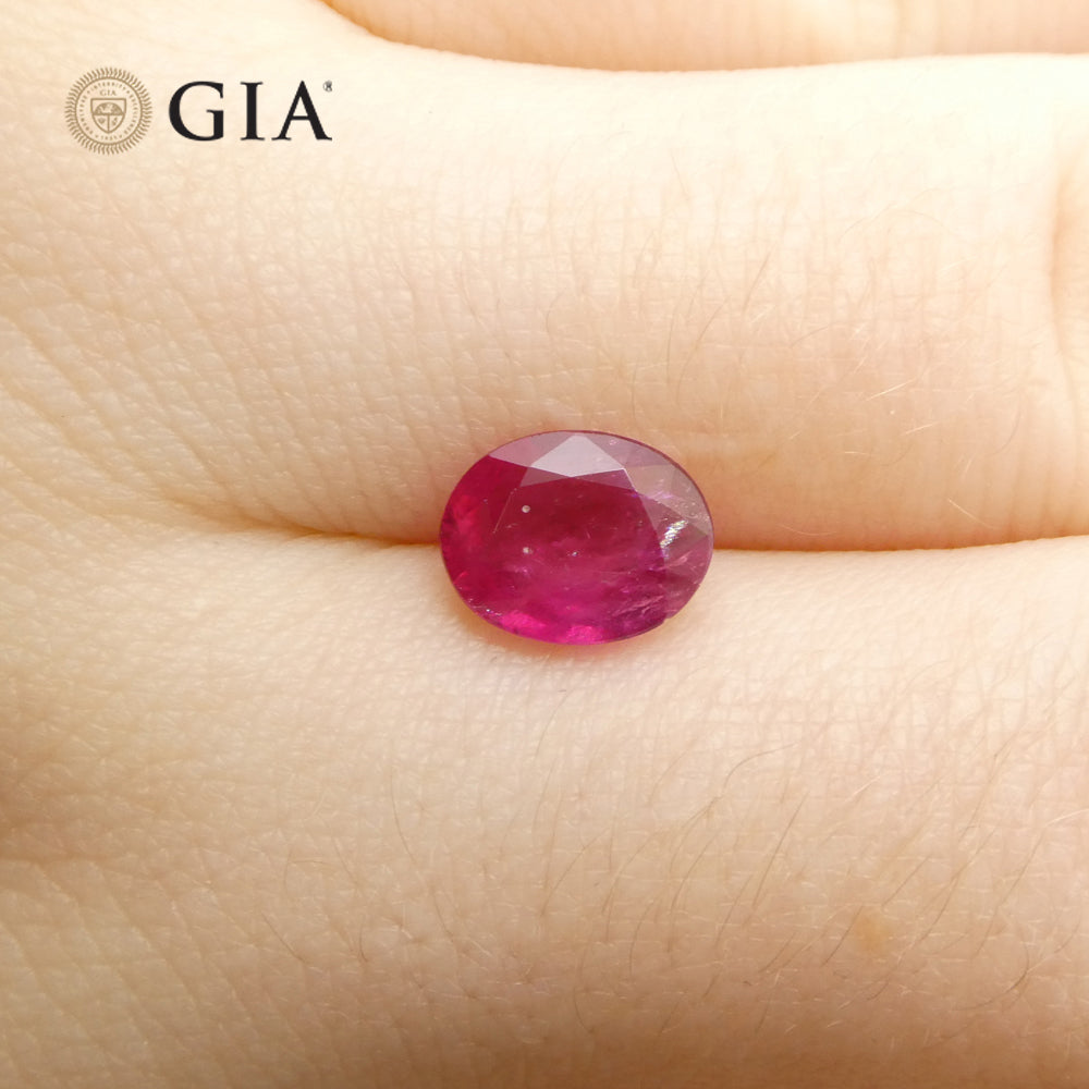 1.76ct Oval Purplish Red Ruby GIA Certified Mozambique - Skyjems Wholesale Gemstones