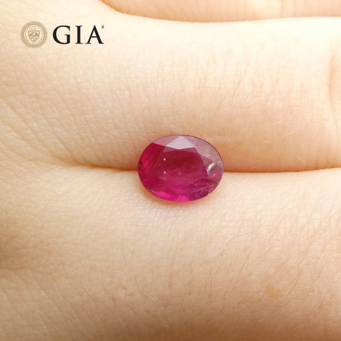 1.76ct Oval Purplish Red Ruby GIA Certified Mozambique