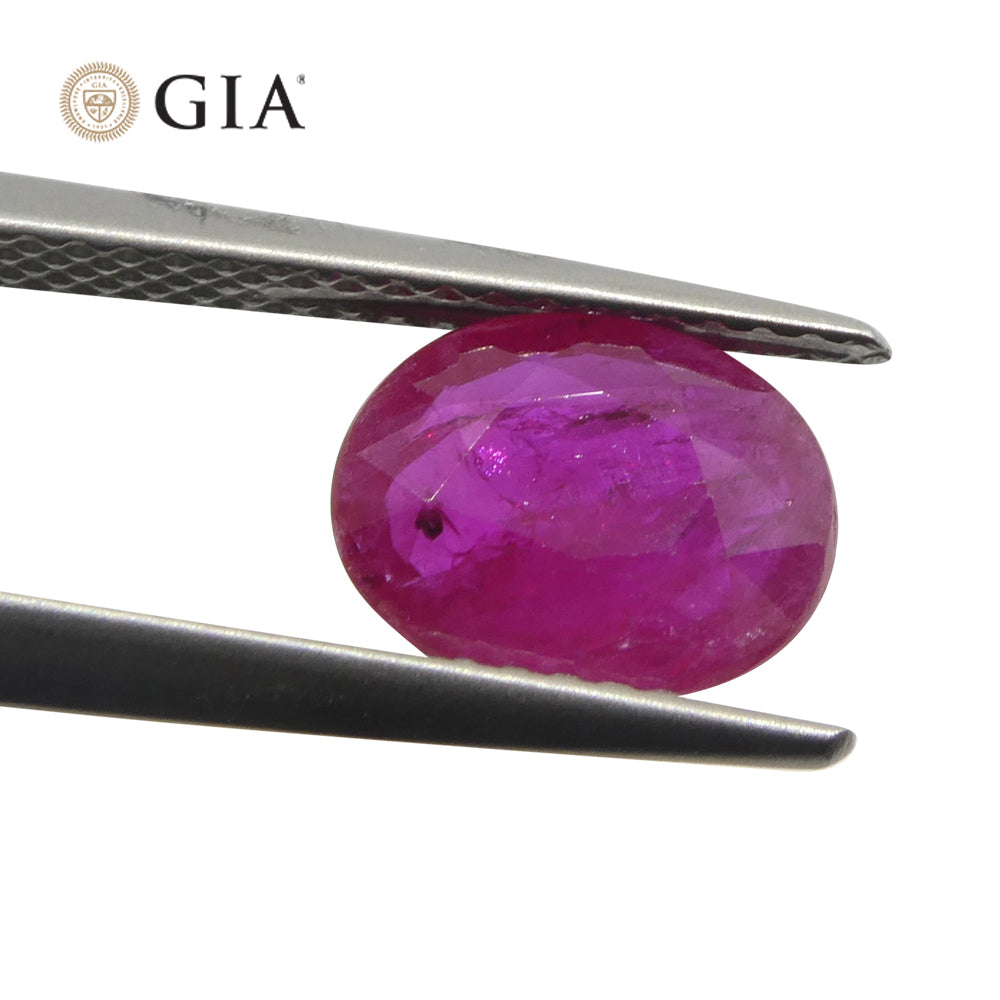 1.74ct Oval Purplish Red Ruby GIA Certified Mozambique - Skyjems Wholesale Gemstones