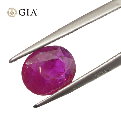 1.74ct Oval Purplish Red Ruby GIA Certified Mozambique