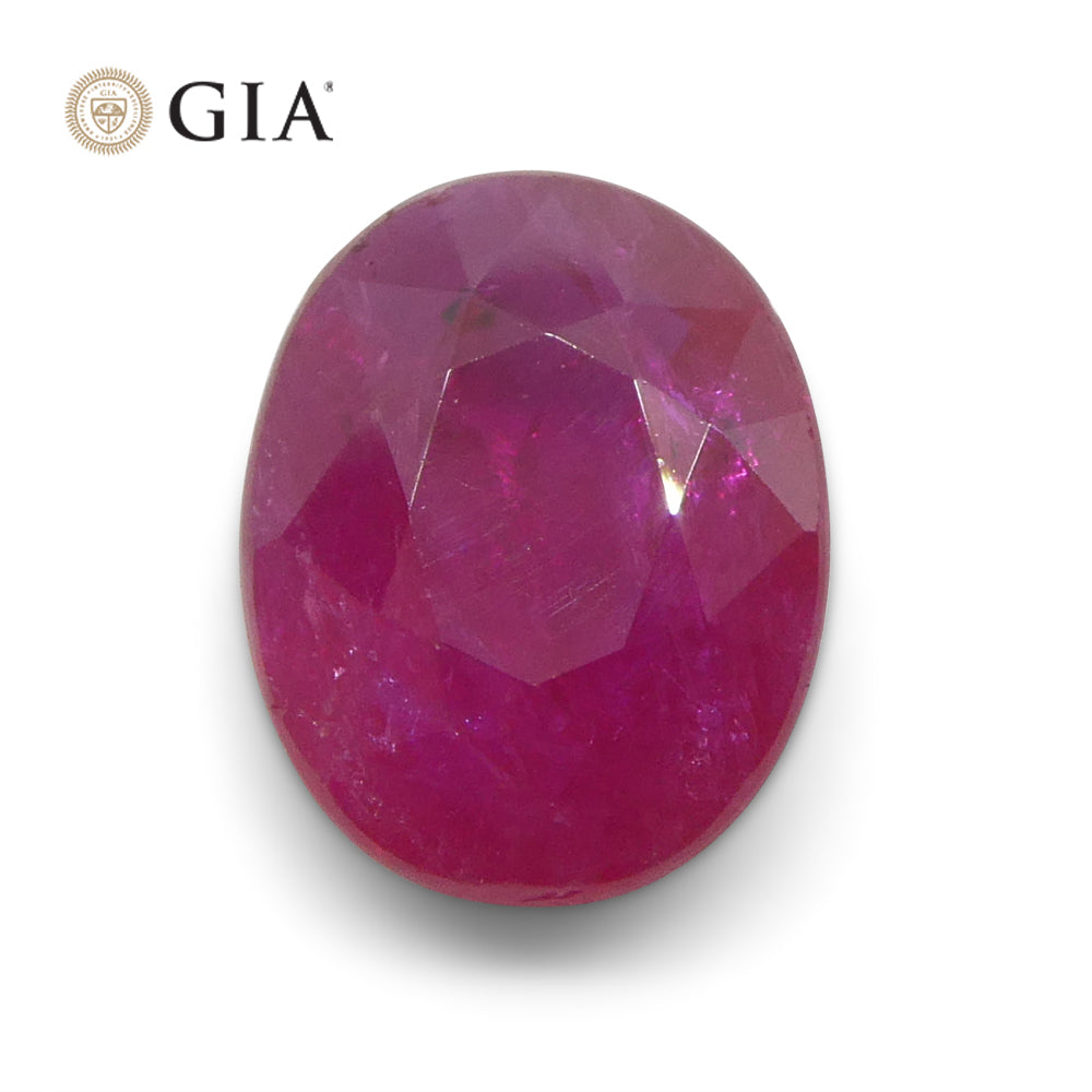 1.74ct Oval Purplish Red Ruby GIA Certified Mozambique - Skyjems Wholesale Gemstones