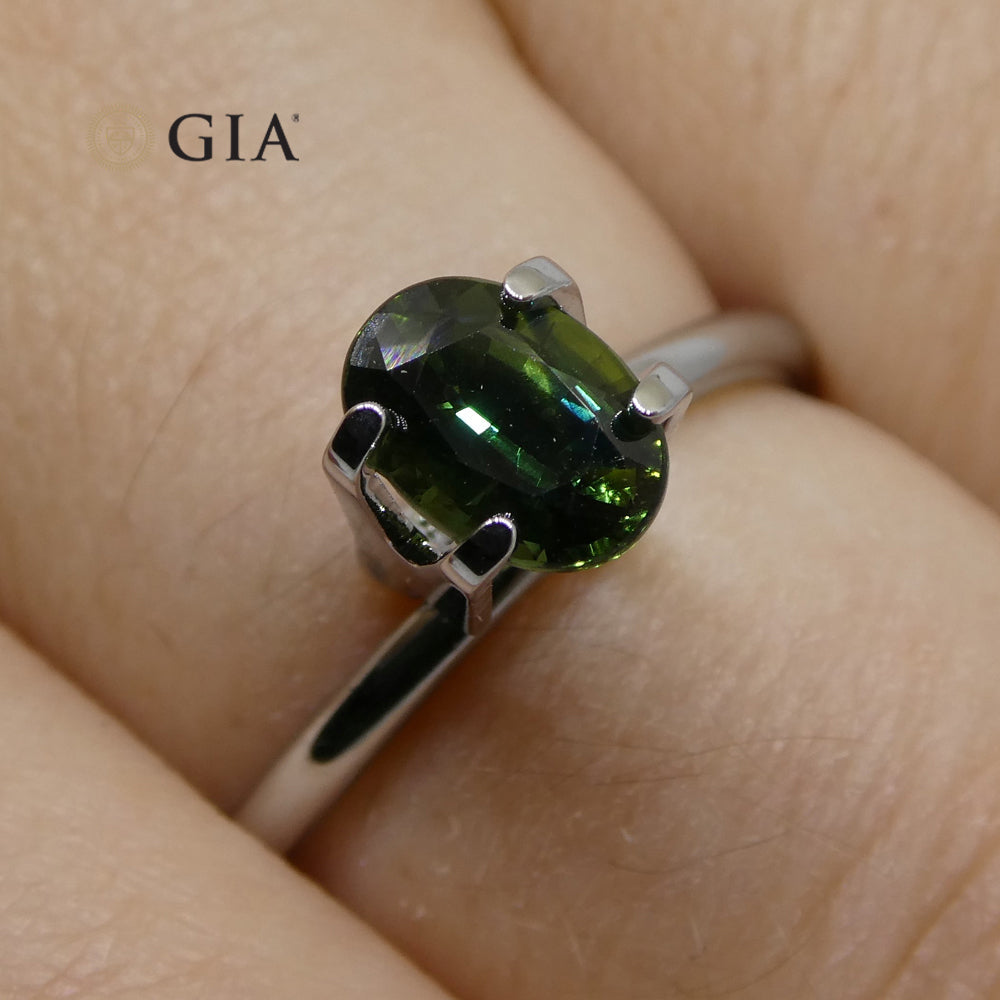 1.07ct Oval Teal Green Sapphire GIA Certified Australian Unheated - Skyjems Wholesale Gemstones