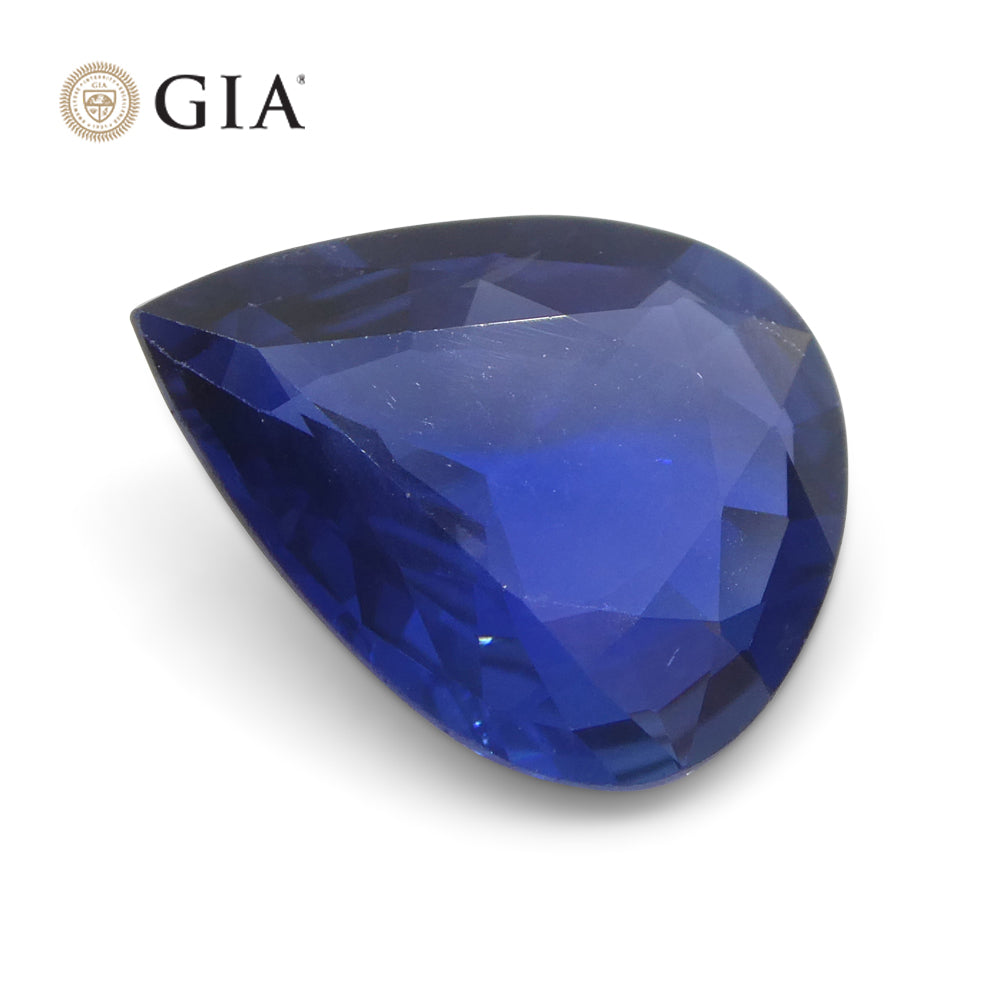 SkyJems 2.39ct Pear Blue Sapphire from Thailand, GIA Certified Natural Corundum Gemstone