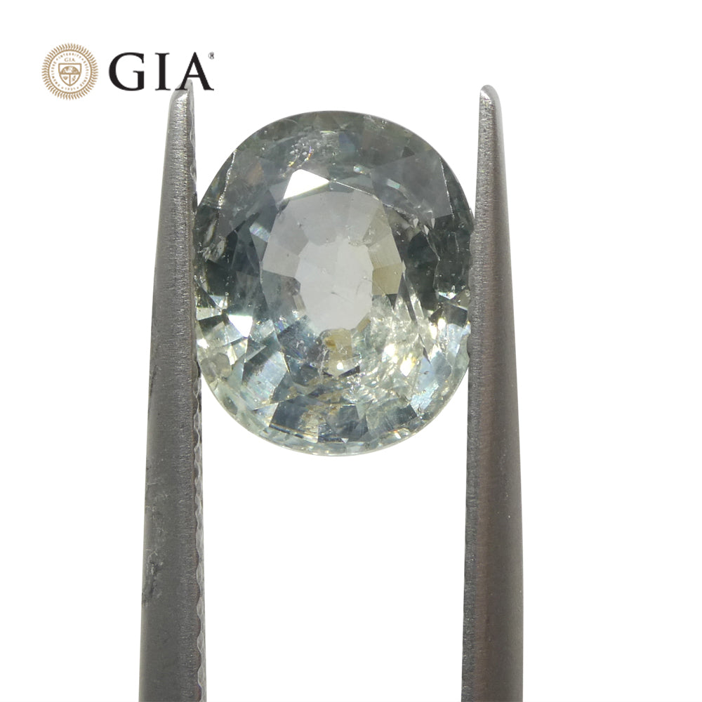3.04ct Oval Greenish Blue Teal Sapphire GIA Certified Tanzania Unheated - Skyjems Wholesale Gemstones