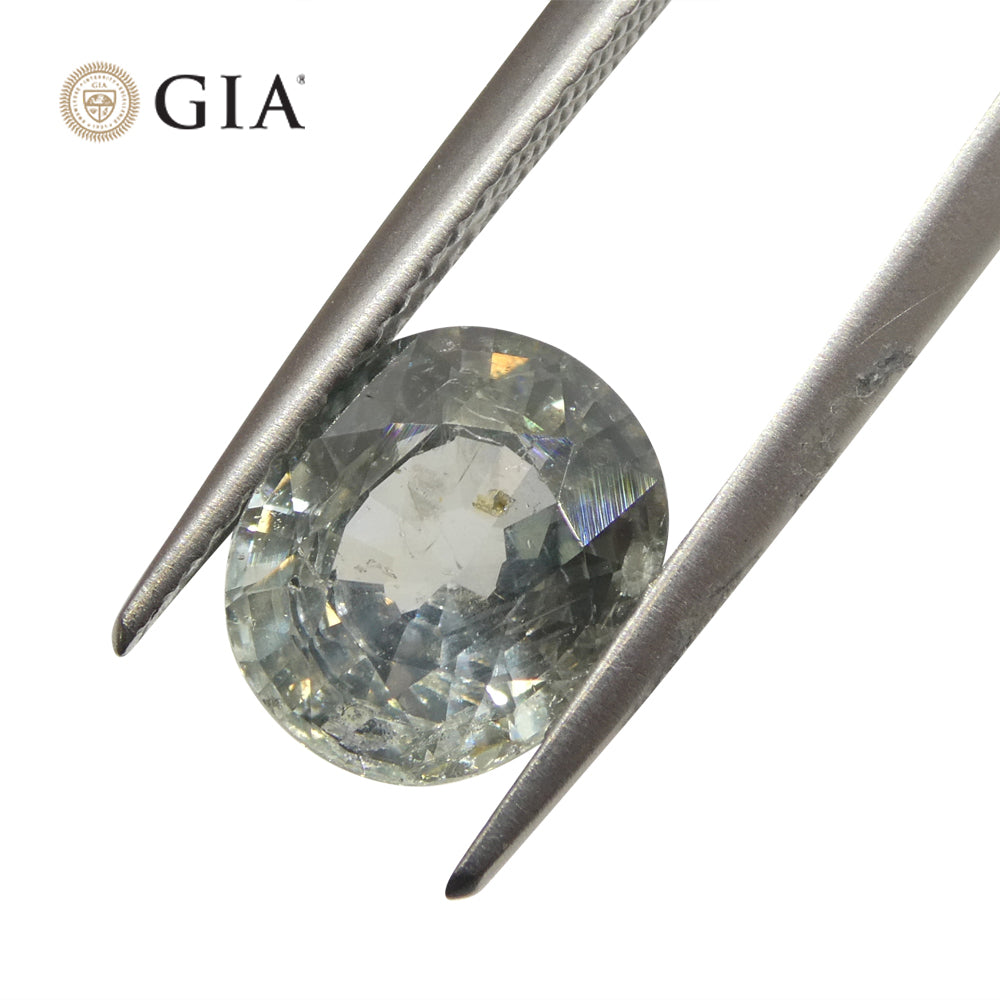 3.04ct Oval Greenish Blue Teal Sapphire GIA Certified Tanzania Unheated - Skyjems Wholesale Gemstones