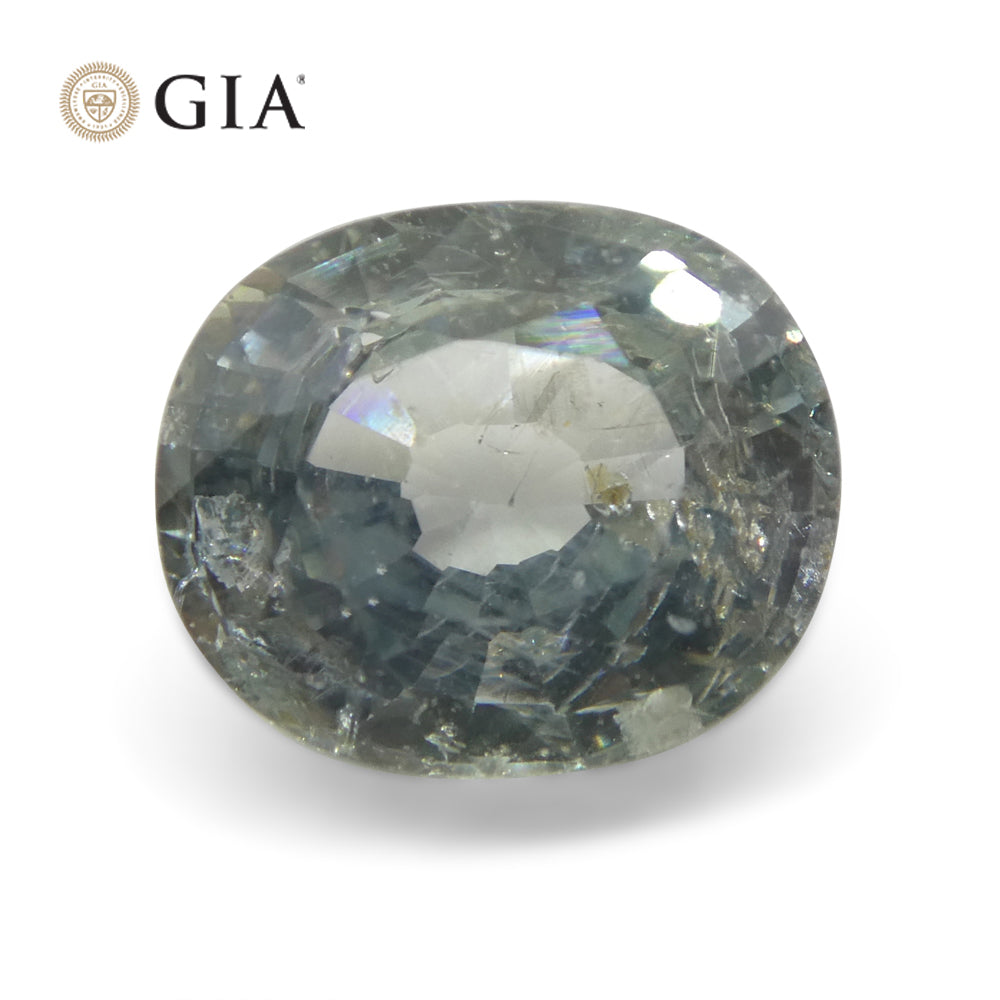 3.04ct Oval Greenish Blue Teal Sapphire GIA Certified Tanzania Unheated - Skyjems Wholesale Gemstones