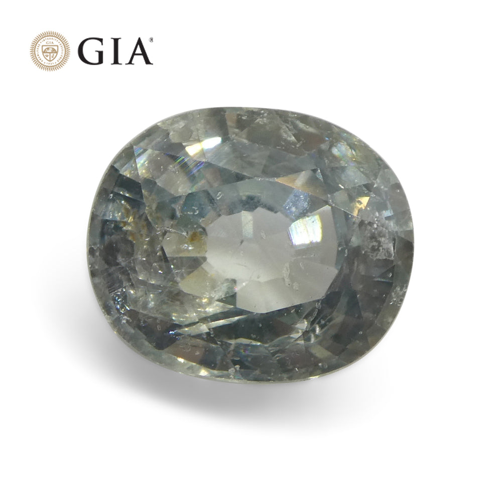 3.04ct Oval Greenish Blue Teal Sapphire GIA Certified Tanzania Unheated - Skyjems Wholesale Gemstones