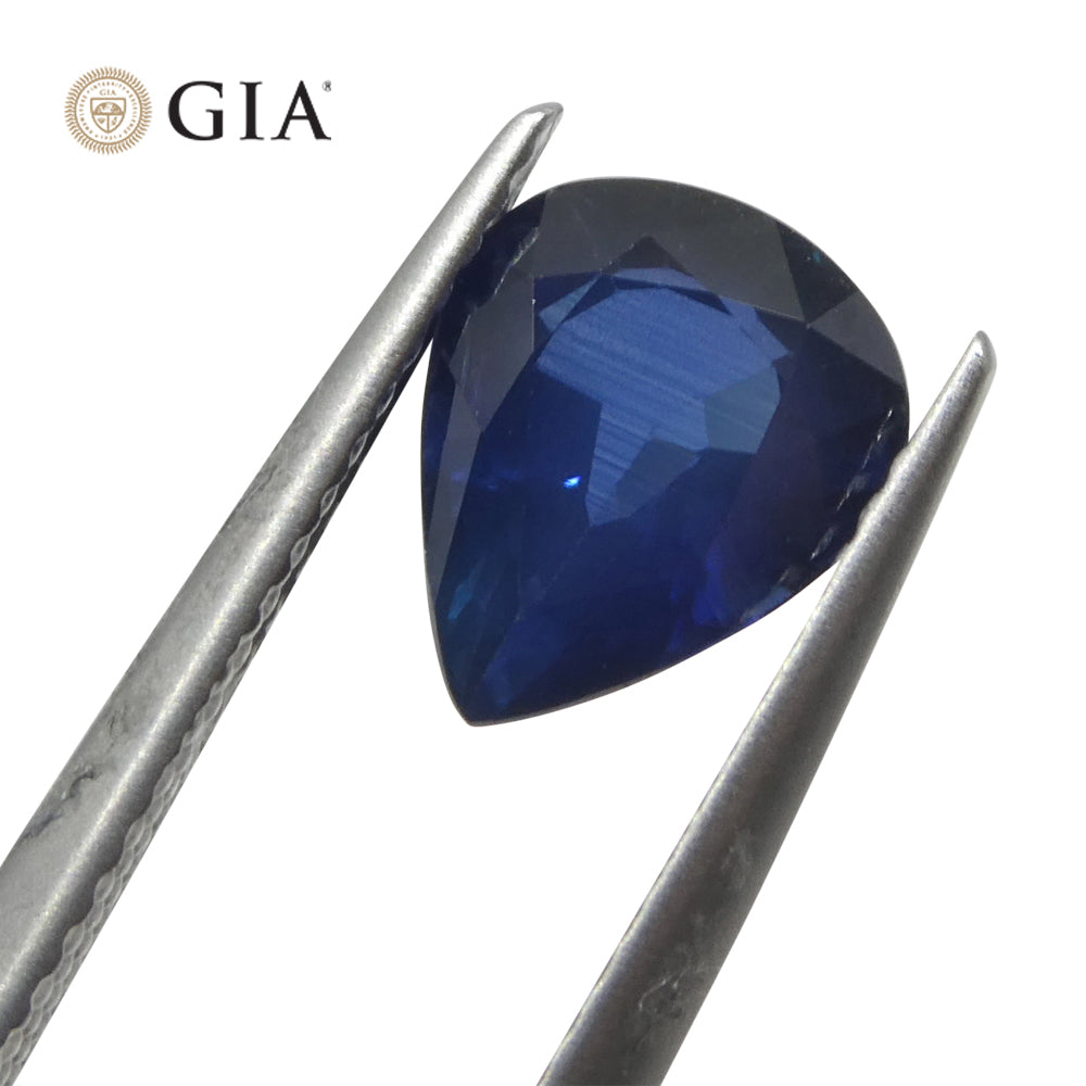 2.42ct Natural Blue Pear Sapphire from Thailand, GIA Certified, Premium Gemstone by SkyJems Canada