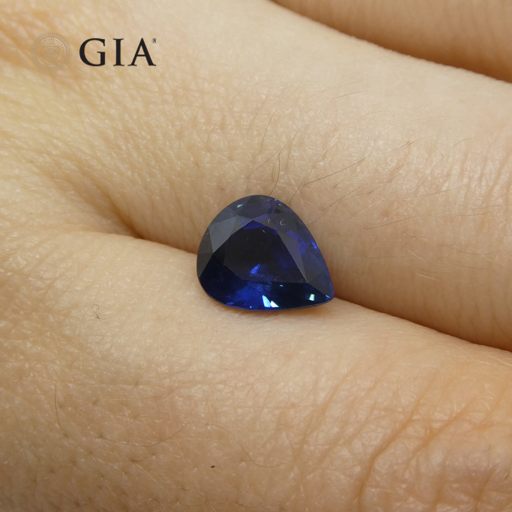 2.42ct Natural Blue Pear Sapphire from Thailand, GIA Certified, Premium Gemstone by SkyJems