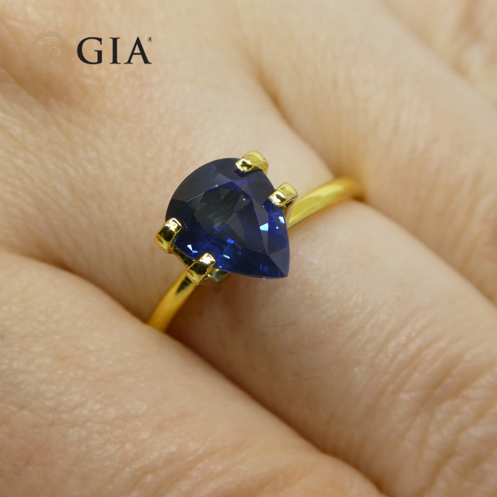 2.42ct Natural Blue Pear Sapphire from Thailand, GIA Certified, Premium SkyJems Gemstone Collection