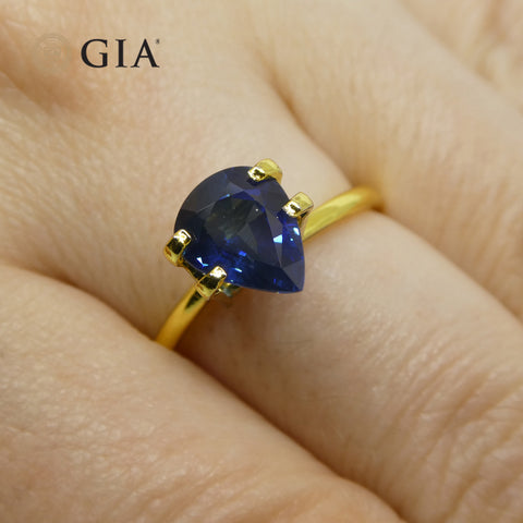 2.42ct Pear Blue Sapphire GIA Certified Thailand