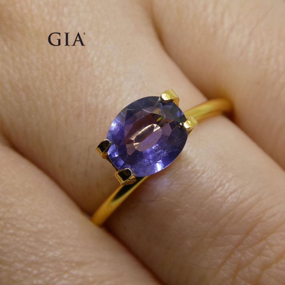 1.31ct Oval Color Change Sapphire GIA Certified Burma (Myanmar) Unheated, Violet to Purple - Skyjems Wholesale Gemstones