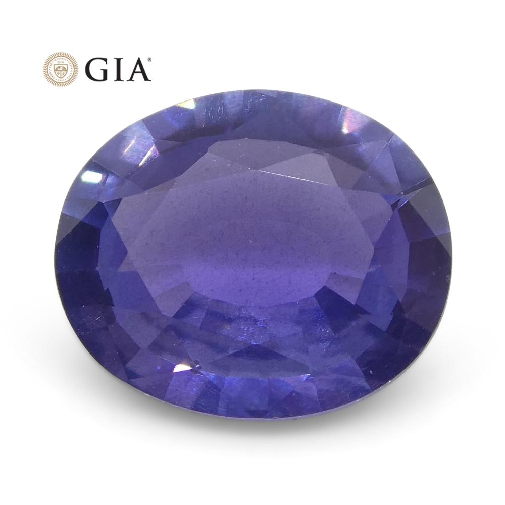 1.31ct Oval Color Change Sapphire GIA Certified Burma (Myanmar) Unheated, Violet to Purple - Skyjems Wholesale Gemstones