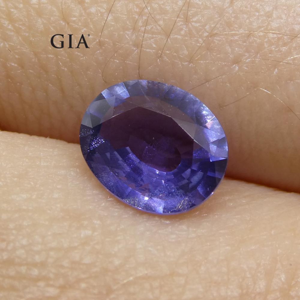 1.31ct Oval Color Change Sapphire GIA Certified Burma (Myanmar) Unheated, Violet to Purple - Skyjems Wholesale Gemstones