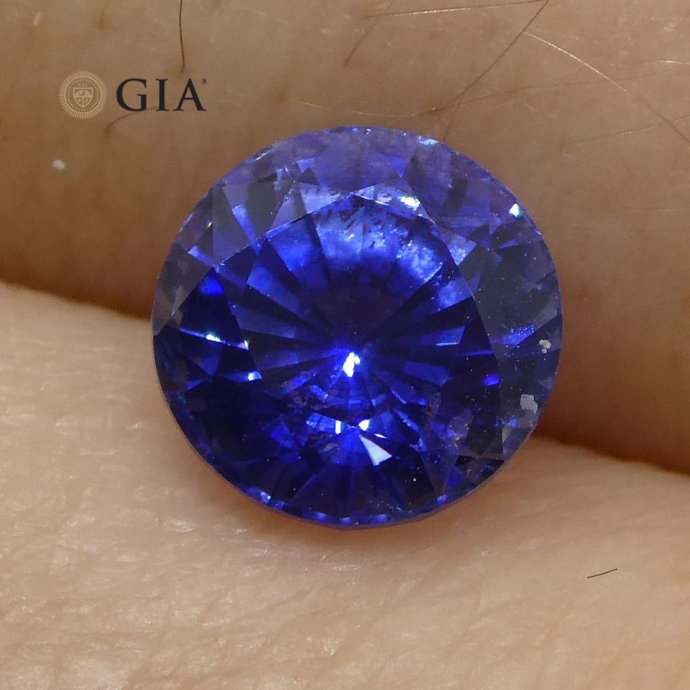 Vivid Cornflower Blue 1.33ct Round Sapphire GIA Certified Sri Lanka - Skyjems Wholesale Gemstones