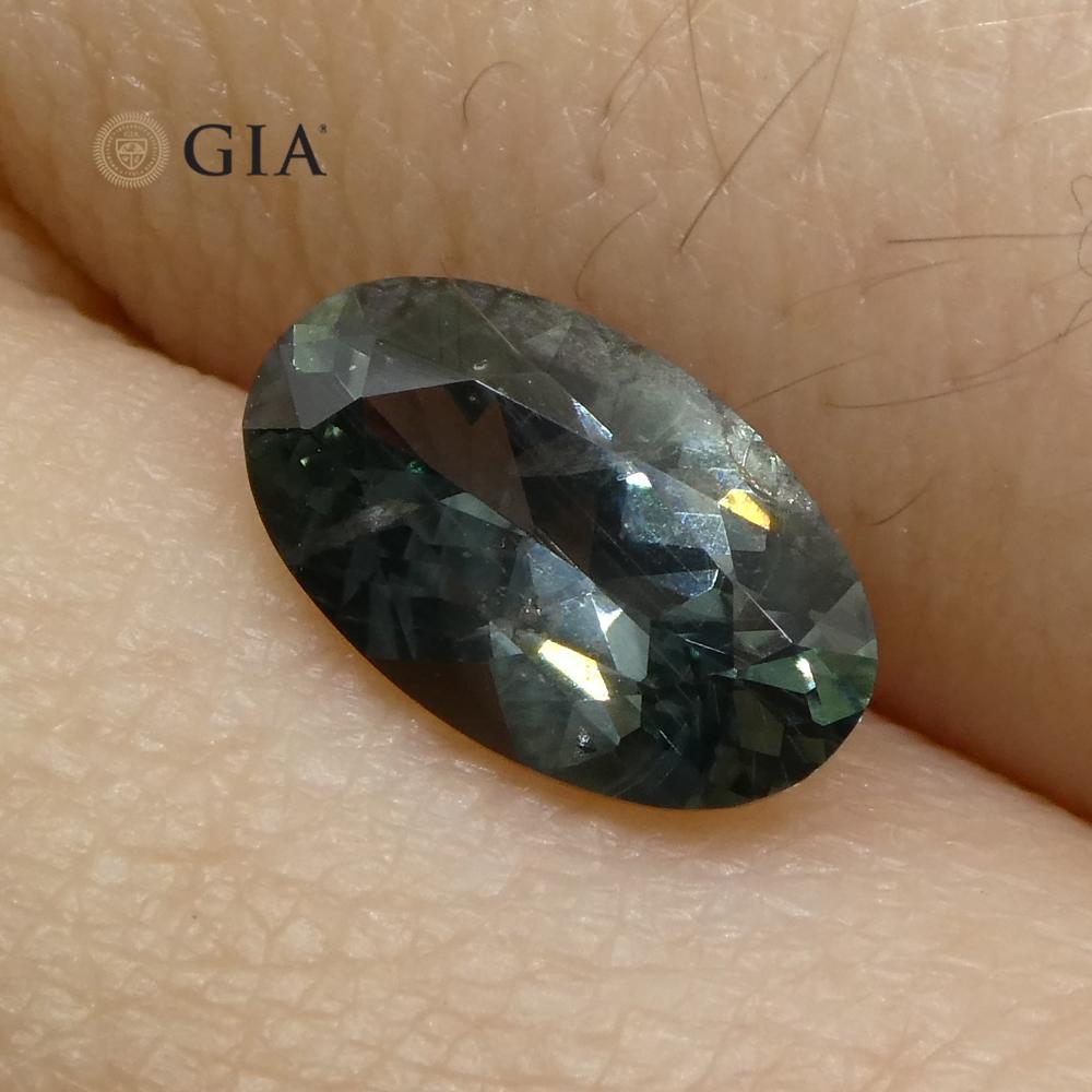 1.34ct Oval Greenish Gray Teal Sapphire GIA Certified USA (Montana) - Skyjems Wholesale Gemstones