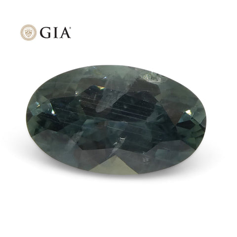 1.34ct Oval Greenish Gray Teal Sapphire GIA Certified USA (Montana)