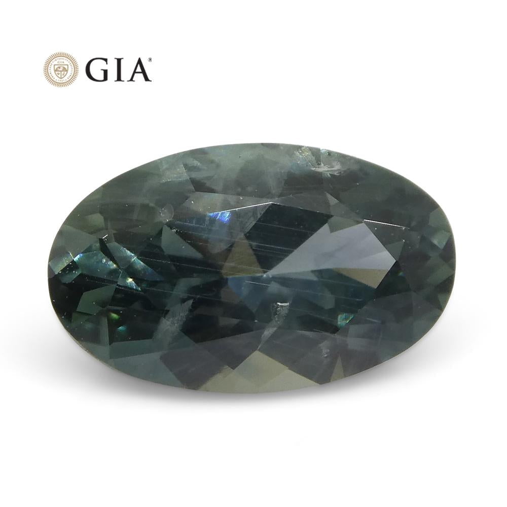 1.34ct Oval Greenish Gray Teal Sapphire GIA Certified USA (Montana) - Skyjems Wholesale Gemstones