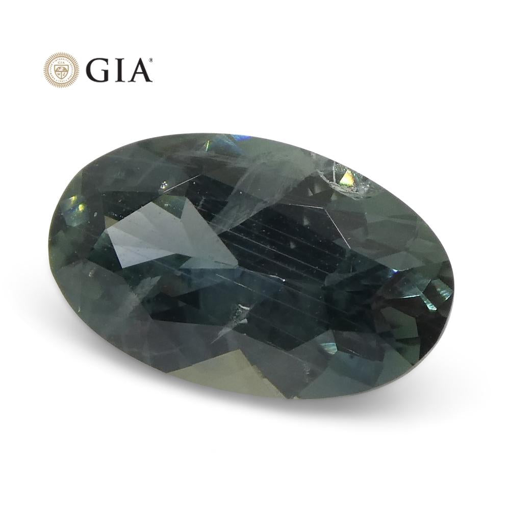 1.34ct Oval Greenish Gray Teal Sapphire GIA Certified USA (Montana) - Skyjems Wholesale Gemstones