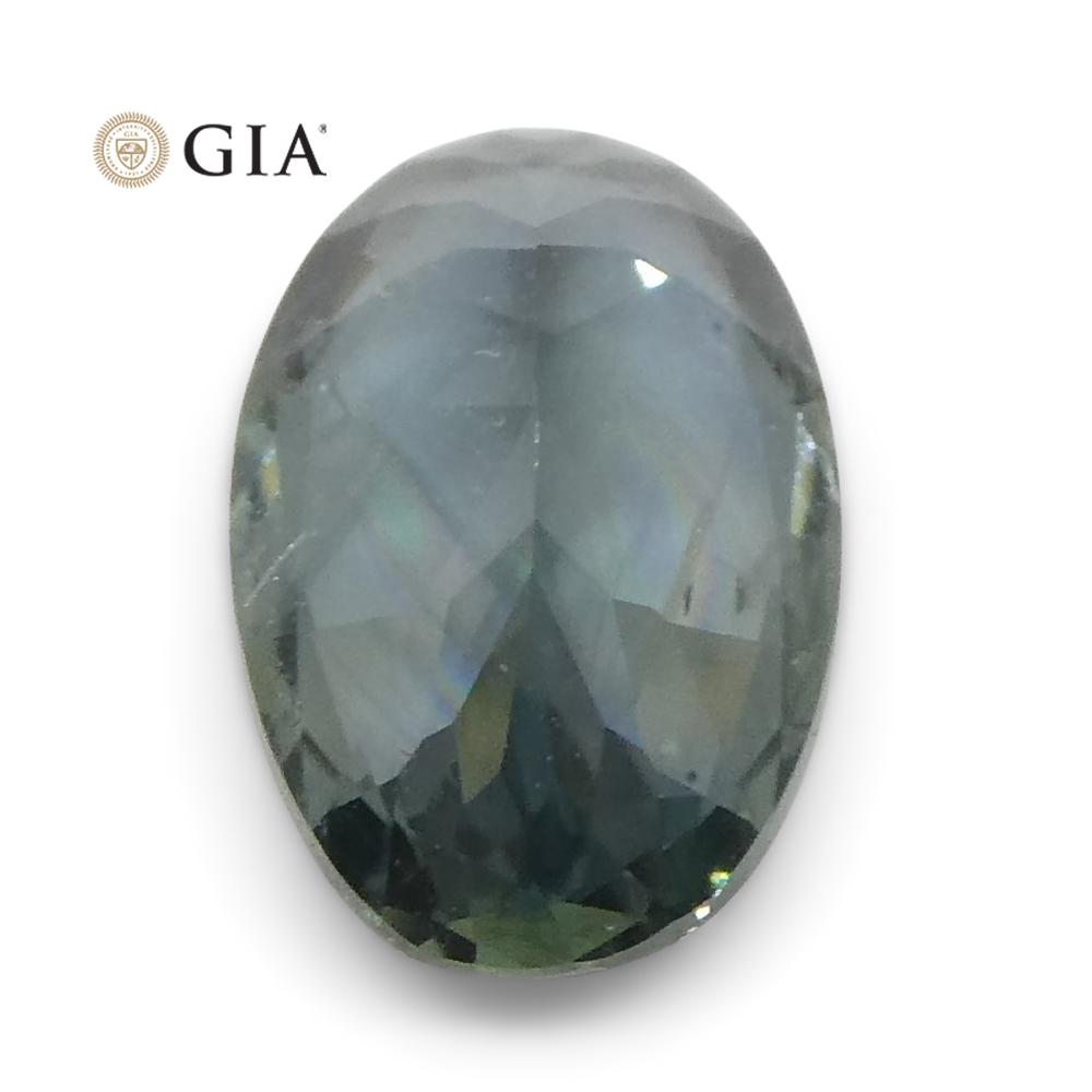 1.34ct Oval Greenish Gray Teal Sapphire GIA Certified USA (Montana) - Skyjems Wholesale Gemstones