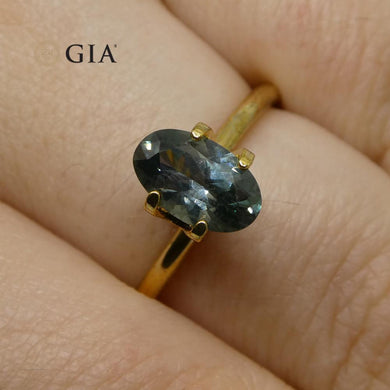 1.34ct Oval Greenish Gray Teal Sapphire GIA Certified USA (Montana) - Skyjems Wholesale Gemstones