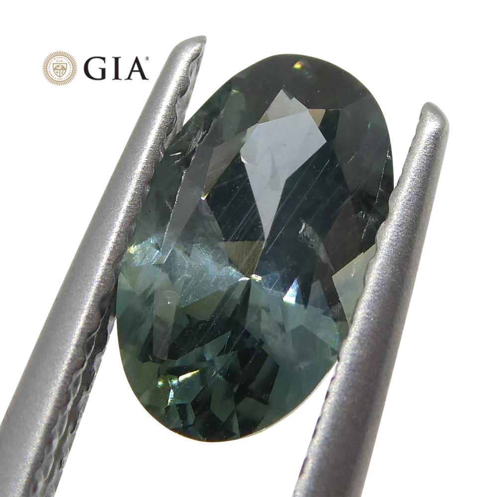 1.34ct Oval Greenish Gray Teal Sapphire GIA Certified USA (Montana) - Skyjems Wholesale Gemstones