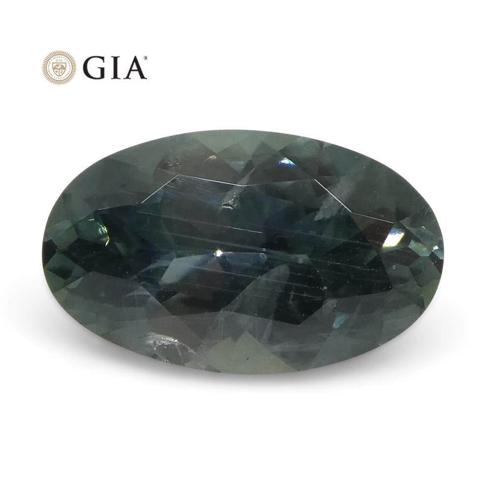 1.34ct Oval Greenish Gray Teal Sapphire GIA Certified USA (Montana) - Skyjems Wholesale Gemstones