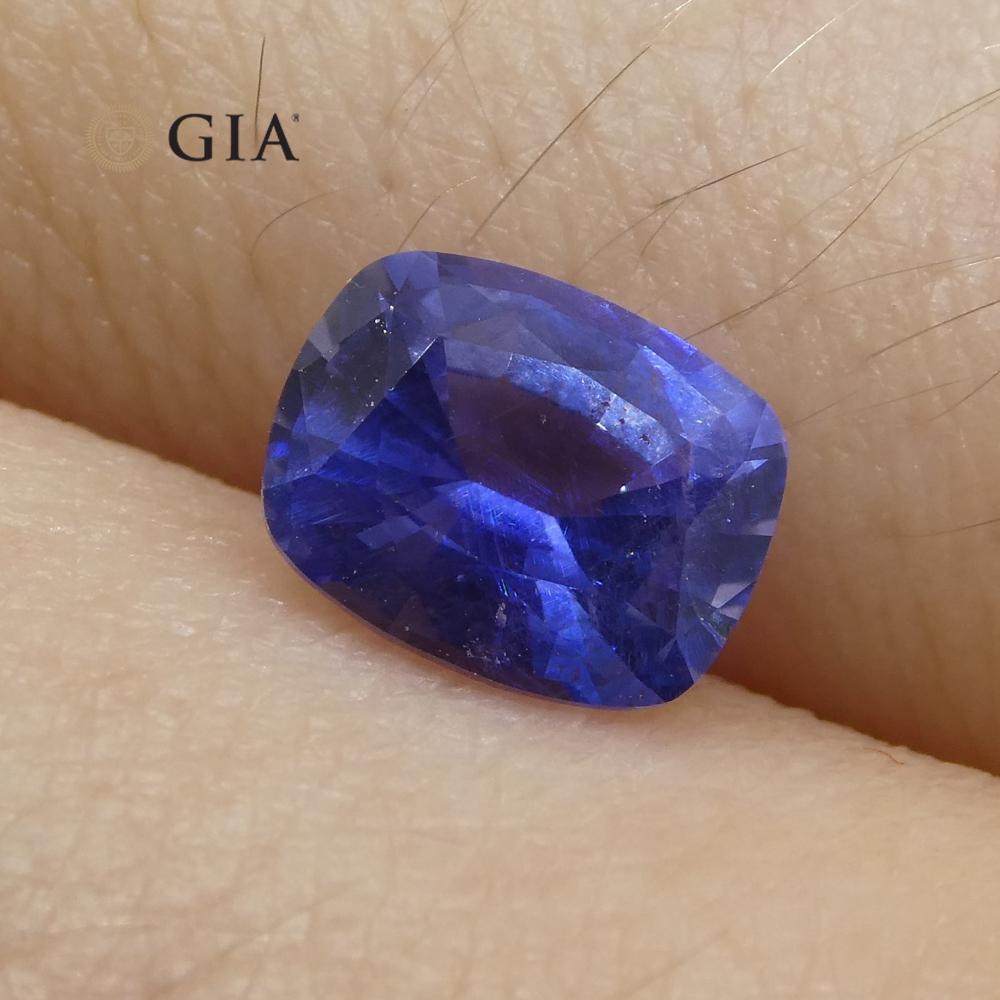 1.22ct Cushion Violetish Blue Sapphire GIA Certified Sri Lanka Unheated - Skyjems Wholesale Gemstones