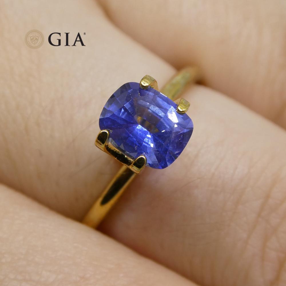 1.22ct Cushion Violetish Blue Sapphire GIA Certified Sri Lanka Unheated - Skyjems Wholesale Gemstones