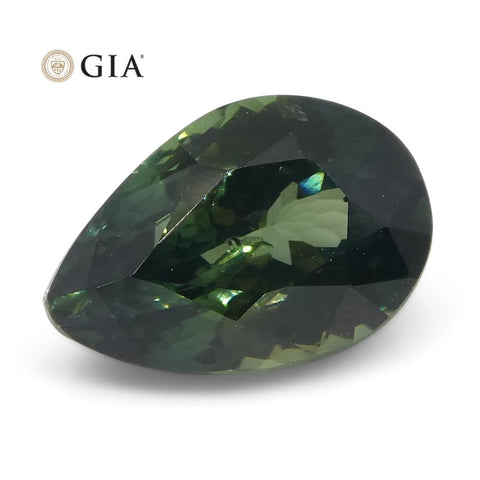 1.31ct Pear Teal Green Sapphire GIA Certified Unheated