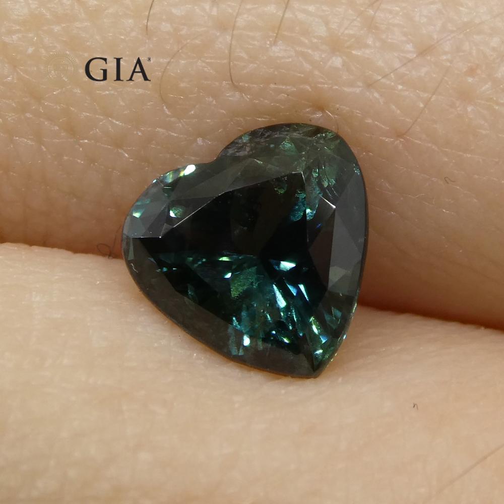 1.26ct Heart Teal Blue Sapphire GIA Certified Australia Unheated - Skyjems Wholesale Gemstones