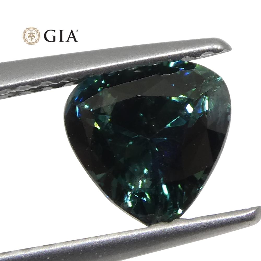 1.26ct Heart Teal Blue Sapphire GIA Certified Australia Unheated - Skyjems Wholesale Gemstones