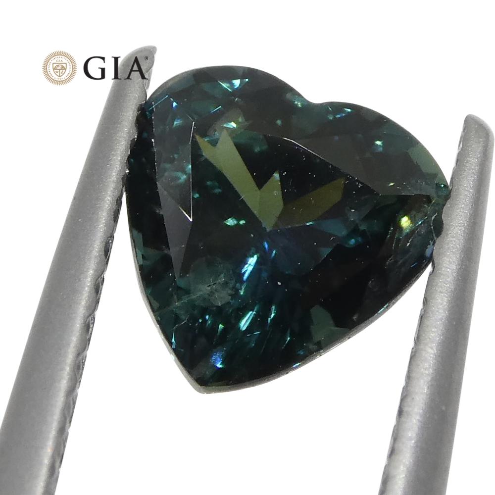 1.26ct Heart Teal Blue Sapphire GIA Certified Australia Unheated - Skyjems Wholesale Gemstones