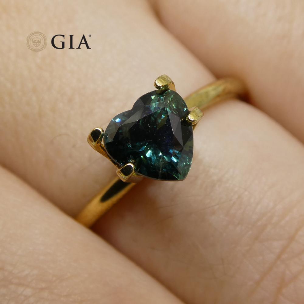 1.26ct Heart Teal Blue Sapphire GIA Certified Australia Unheated - Skyjems Wholesale Gemstones