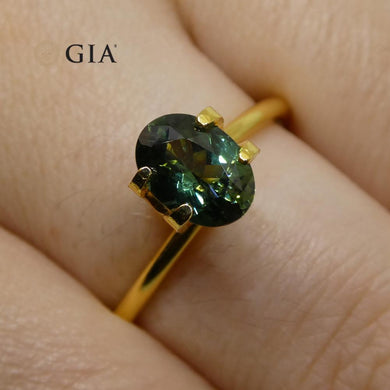 1.30ct Oval Teal Green Sapphire GIA Certified Australian - Skyjems Wholesale Gemstones
