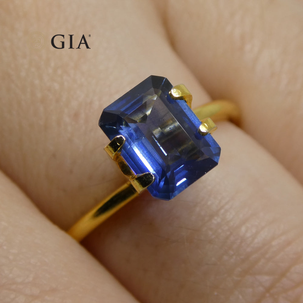 1.64ct Octagonal/Emerald Cut Blue Sapphire GIA Certified Thailand - Skyjems Wholesale Gemstones