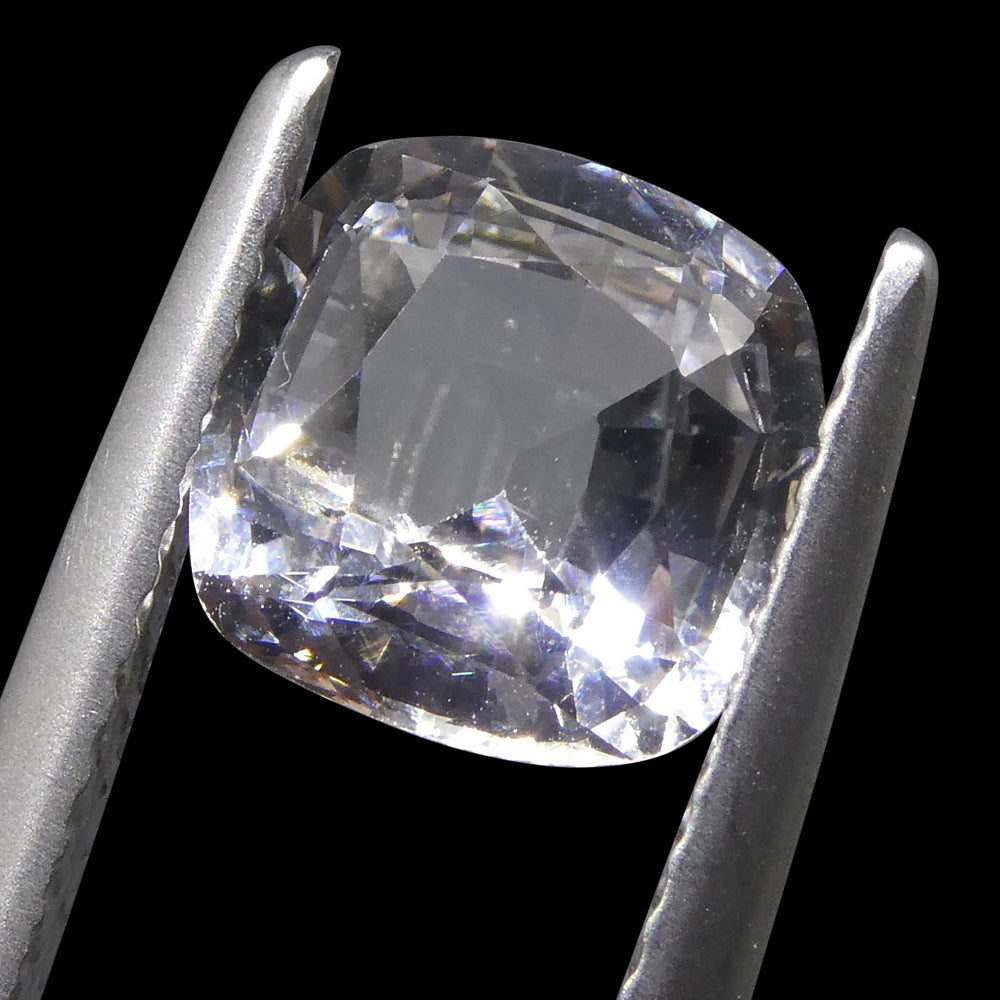 2.18ct Cushion White Sapphire GIA Certified Sri Lanka - Skyjems Wholesale Gemstones