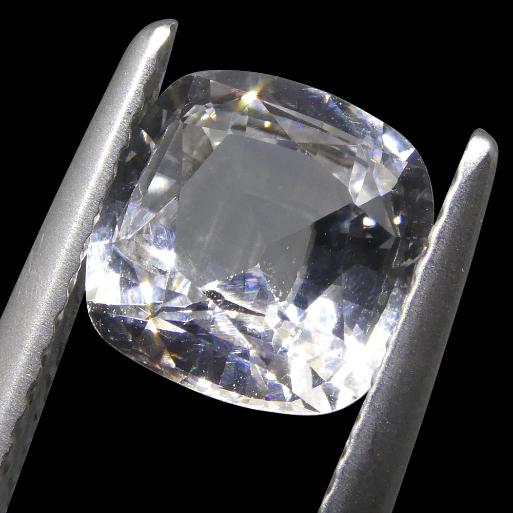 2.18ct Cushion White Sapphire GIA Certified Sri Lanka - Skyjems Wholesale Gemstones