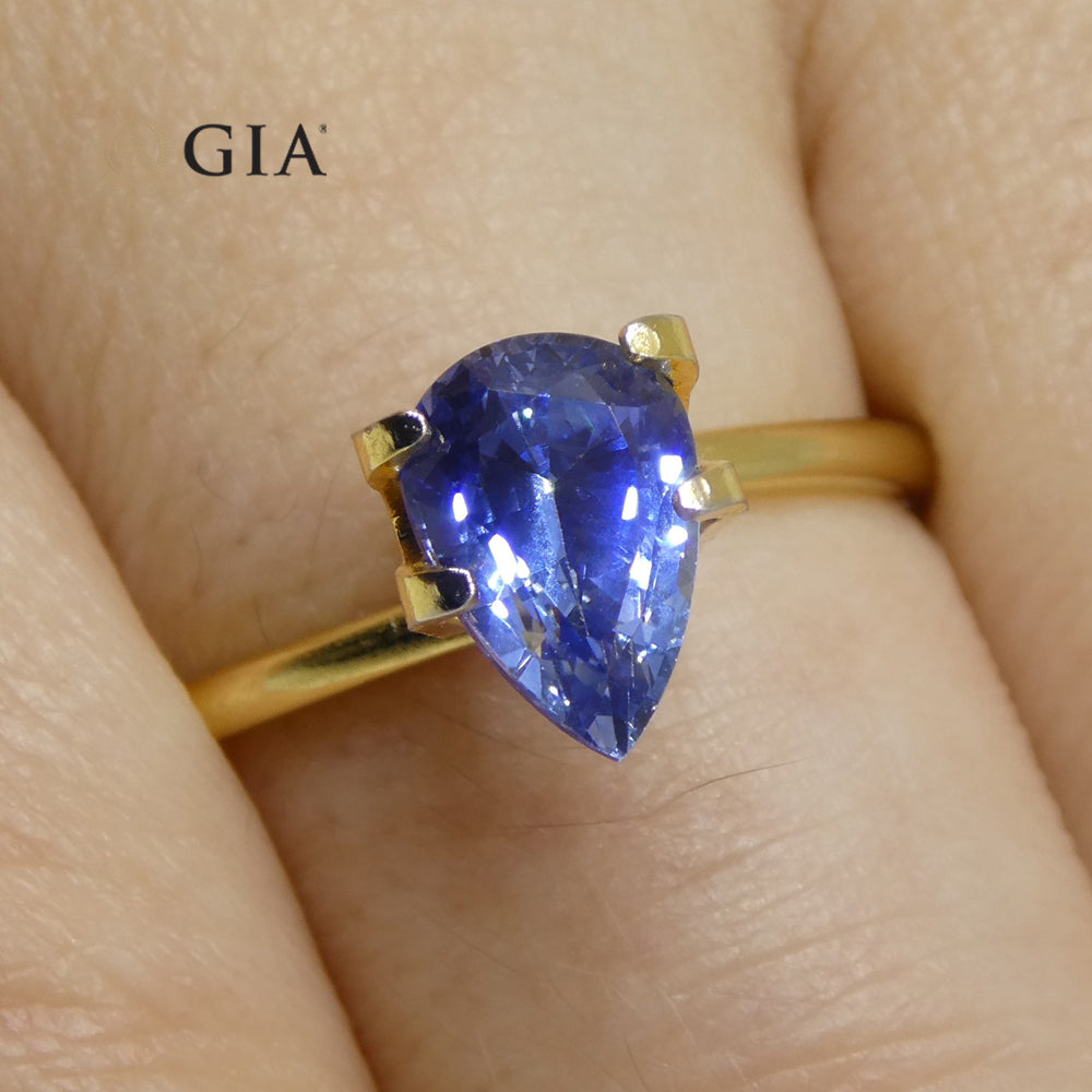 1.89ct Pear Blue Sapphire GIA Certified Sri Lanka - Skyjems Wholesale Gemstones