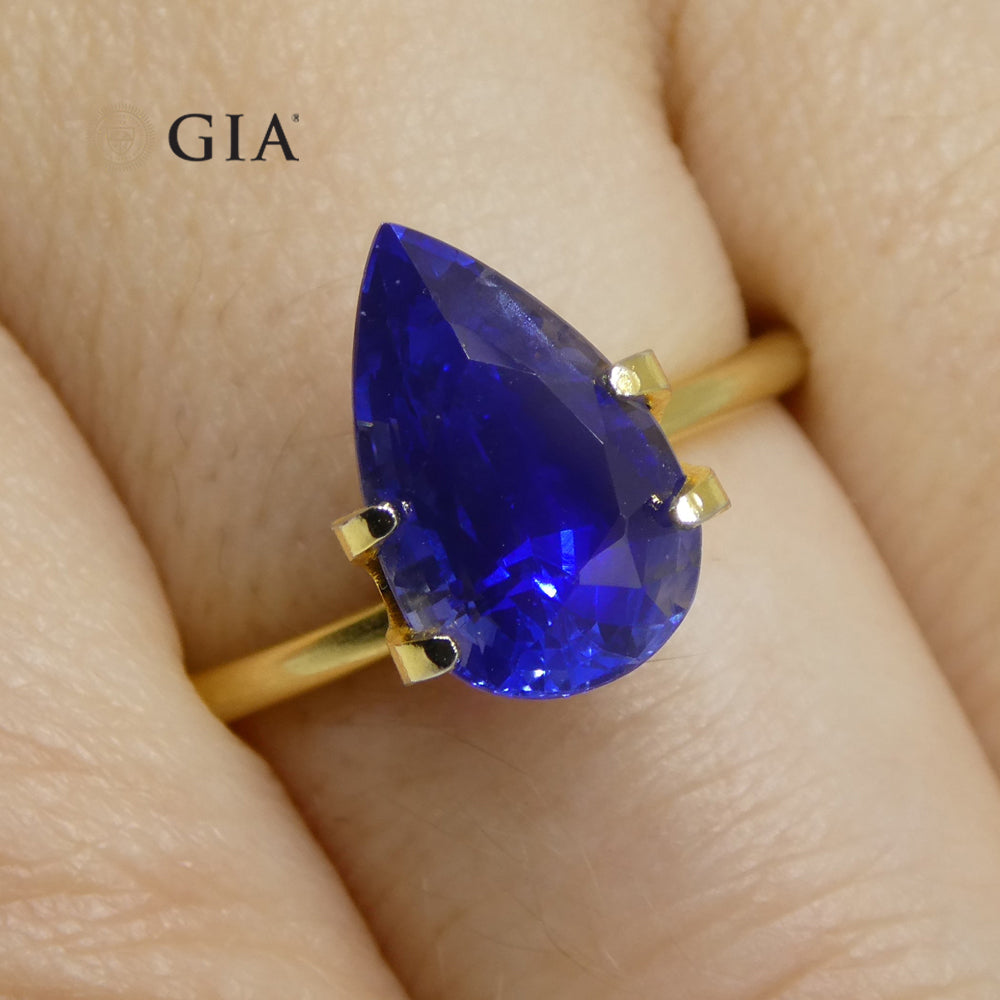 3.88ct Pear Blue Sapphire GIA Certified Sri Lanka - Skyjems Wholesale Gemstones