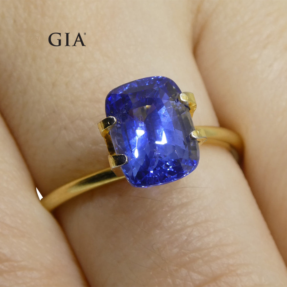 3.36ct Cushion Blue Sapphire GIA Certified Sri Lanka - Skyjems Wholesale Gemstones