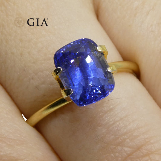 3.36ct Cushion Blue Sapphire GIA Certified Sri Lanka - Skyjems Wholesale Gemstones