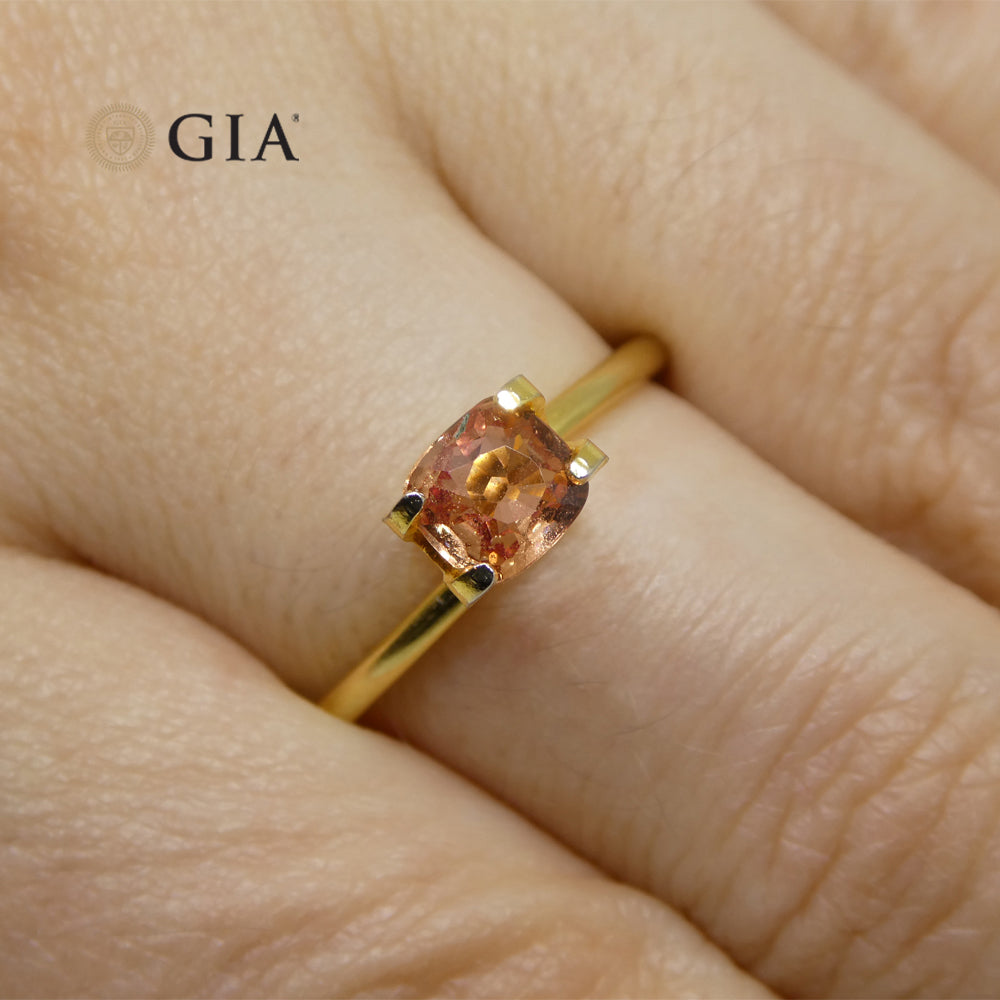 0.84ct Cushion Orangy Pink Padparadscha Sapphire GIA Certified Madagascar - Skyjems Wholesale Gemstones