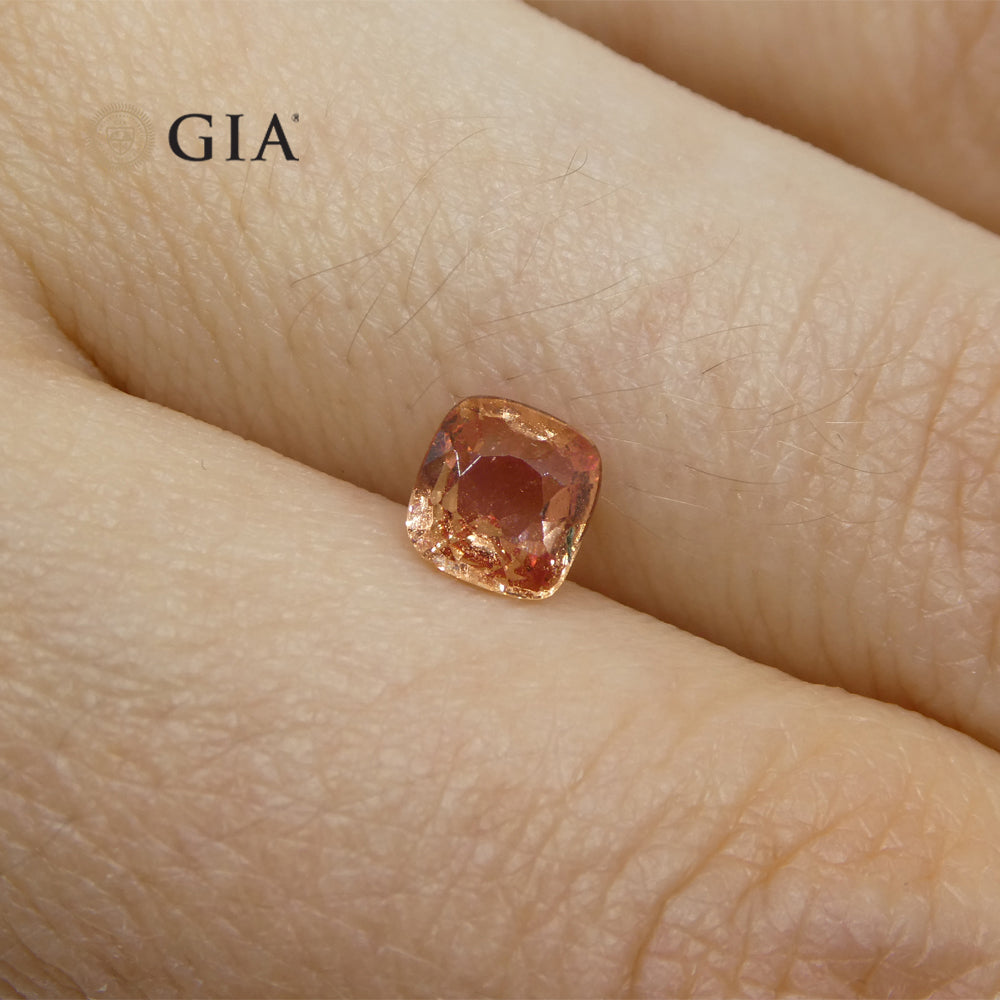 0.84ct Cushion Orangy Pink Padparadscha Sapphire GIA Certified Madagascar - Skyjems Wholesale Gemstones