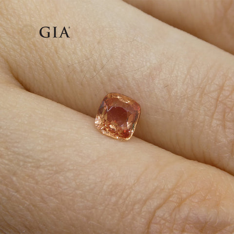 0.84ct Cushion Orangy Pink Padparadscha Sapphire GIA Certified Madagascar