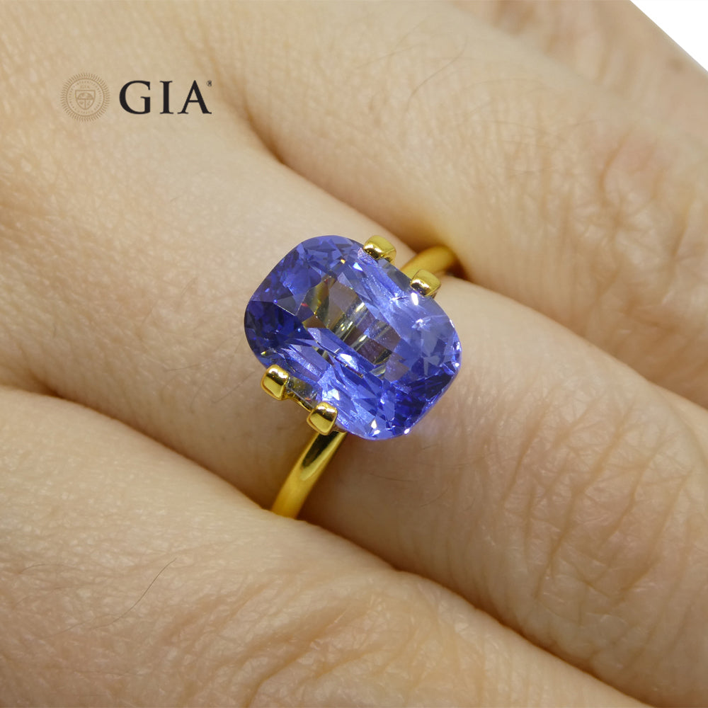 5.19ct Cushion Violetish Blue Sapphire GIA Certified Sri Lanka - Skyjems Wholesale Gemstones