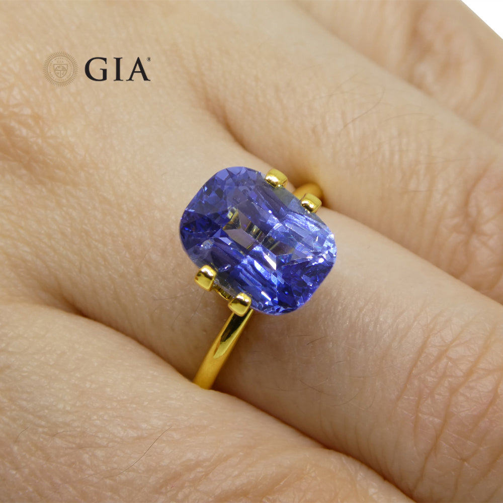 5.19ct Cushion Violetish Blue Sapphire GIA Certified Sri Lanka - Skyjems Wholesale Gemstones